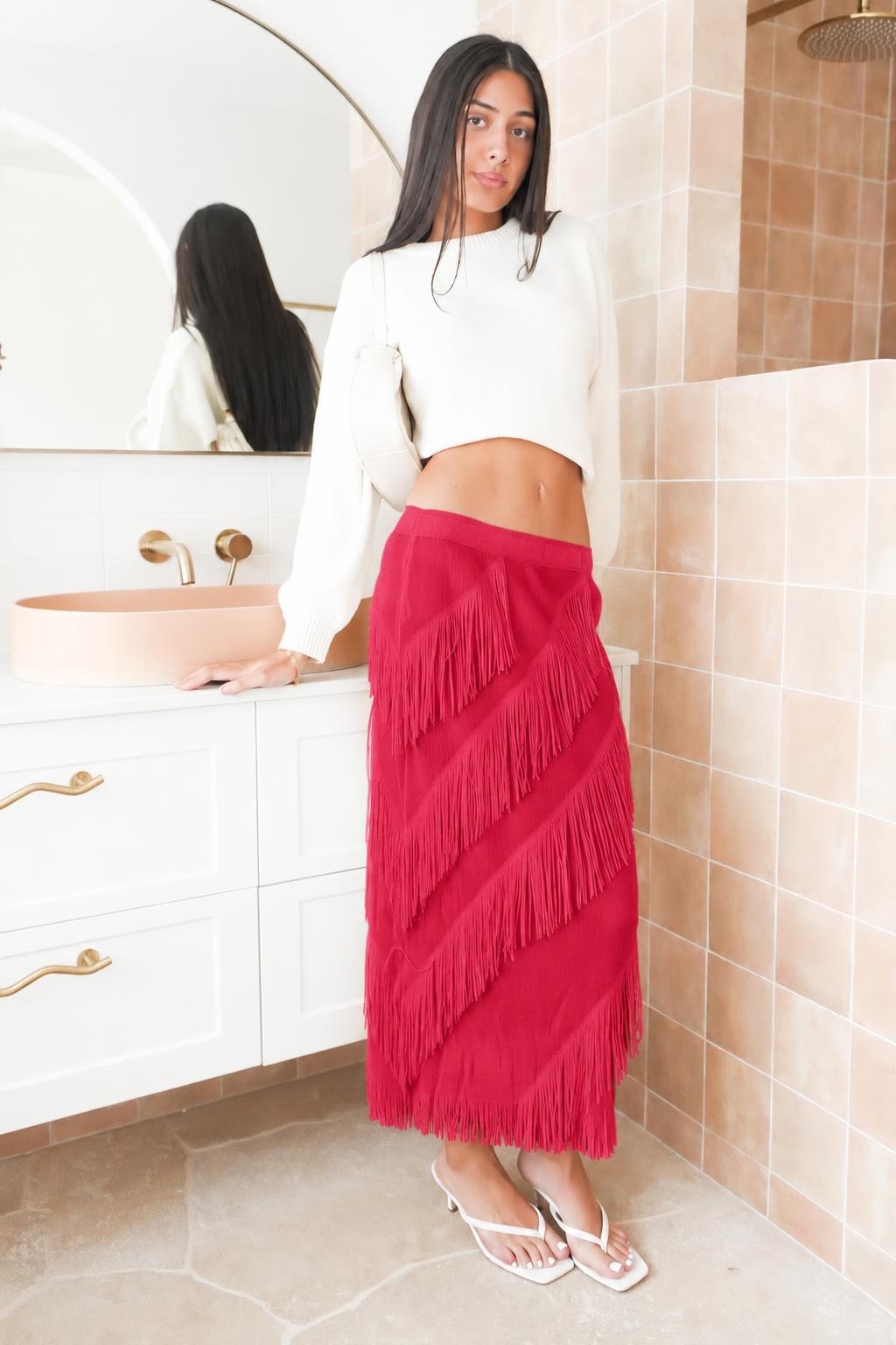 Polyester Midi Skirt With Fringe - 6