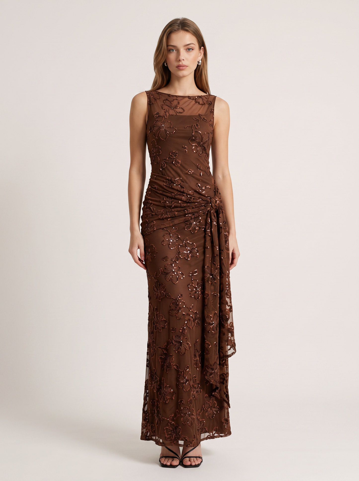 Sequin Jacquard Sheath Gown - view 2