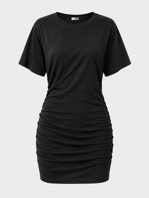 Bell Sleeve Ruched Mini Dress