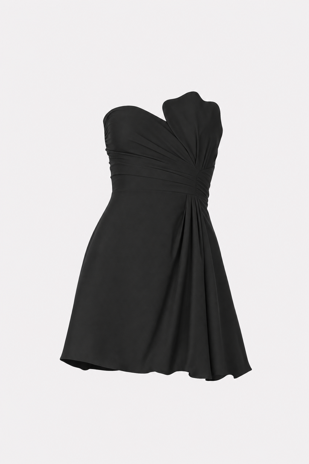 Ivory Satin Strapless Ruched Mini Dress - view 9