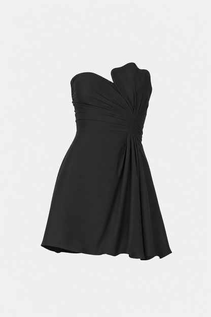 Ivory Satin Strapless Ruched Mini Dress - view 9