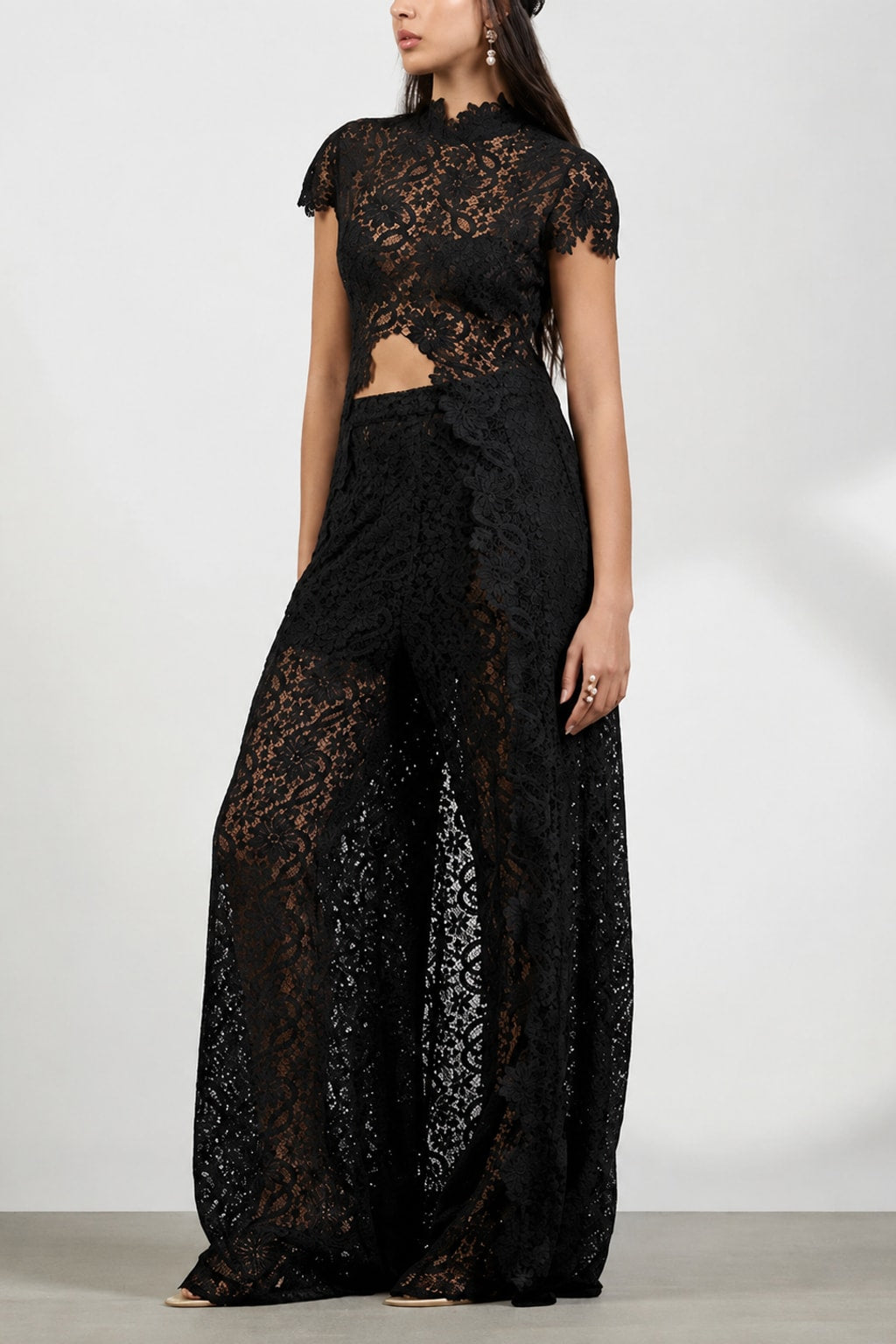 Viscose Pants Set Lace Long Coat Set - 11