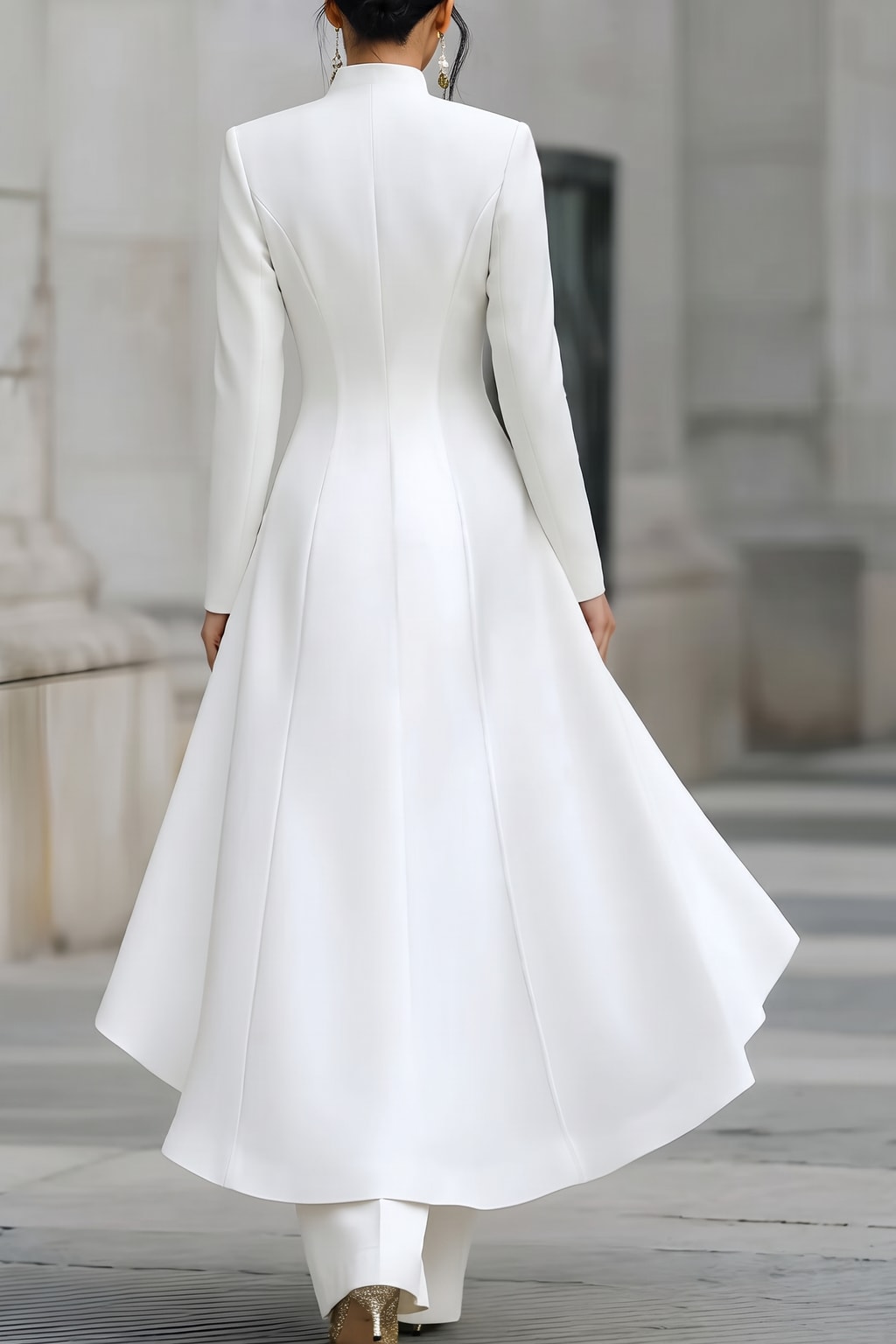 Polyester Two-Piece Set With High-Low Top And Wide-Leg Pants - 4