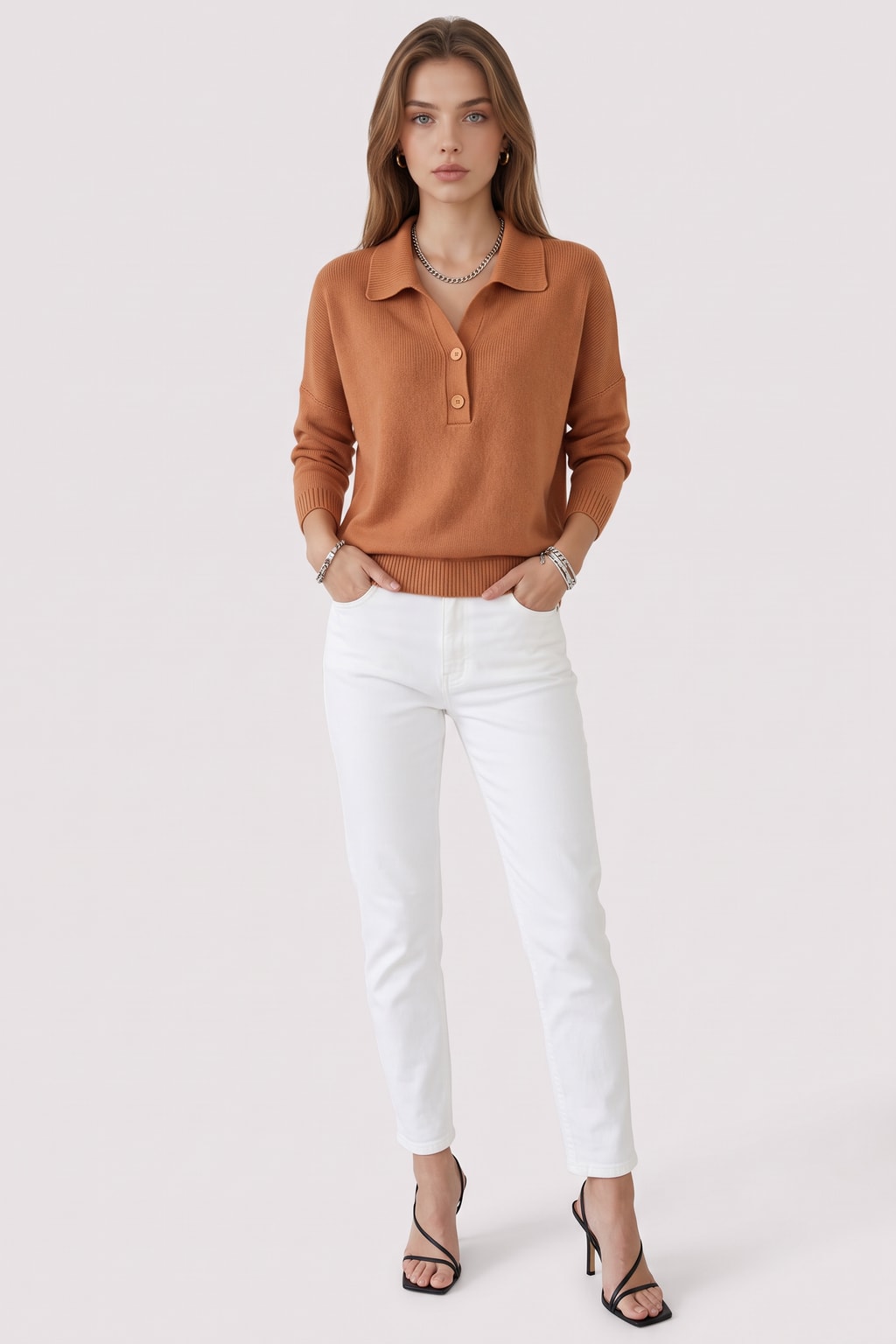 Collared Button Pullover With Relaxed Fit - 5