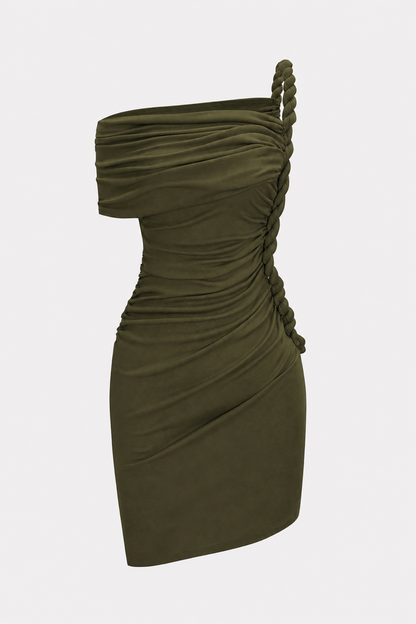 One-Shoulder Twist Knot Jersey Mini Dress - view 7