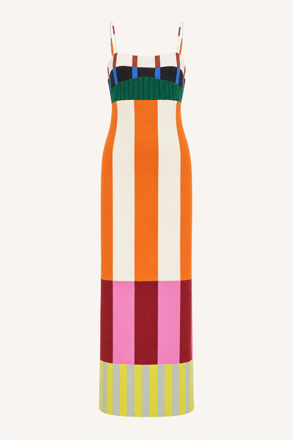 Color Block Slip Maxi Dress