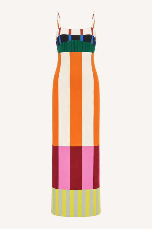 Color Block Slip Maxi Dress