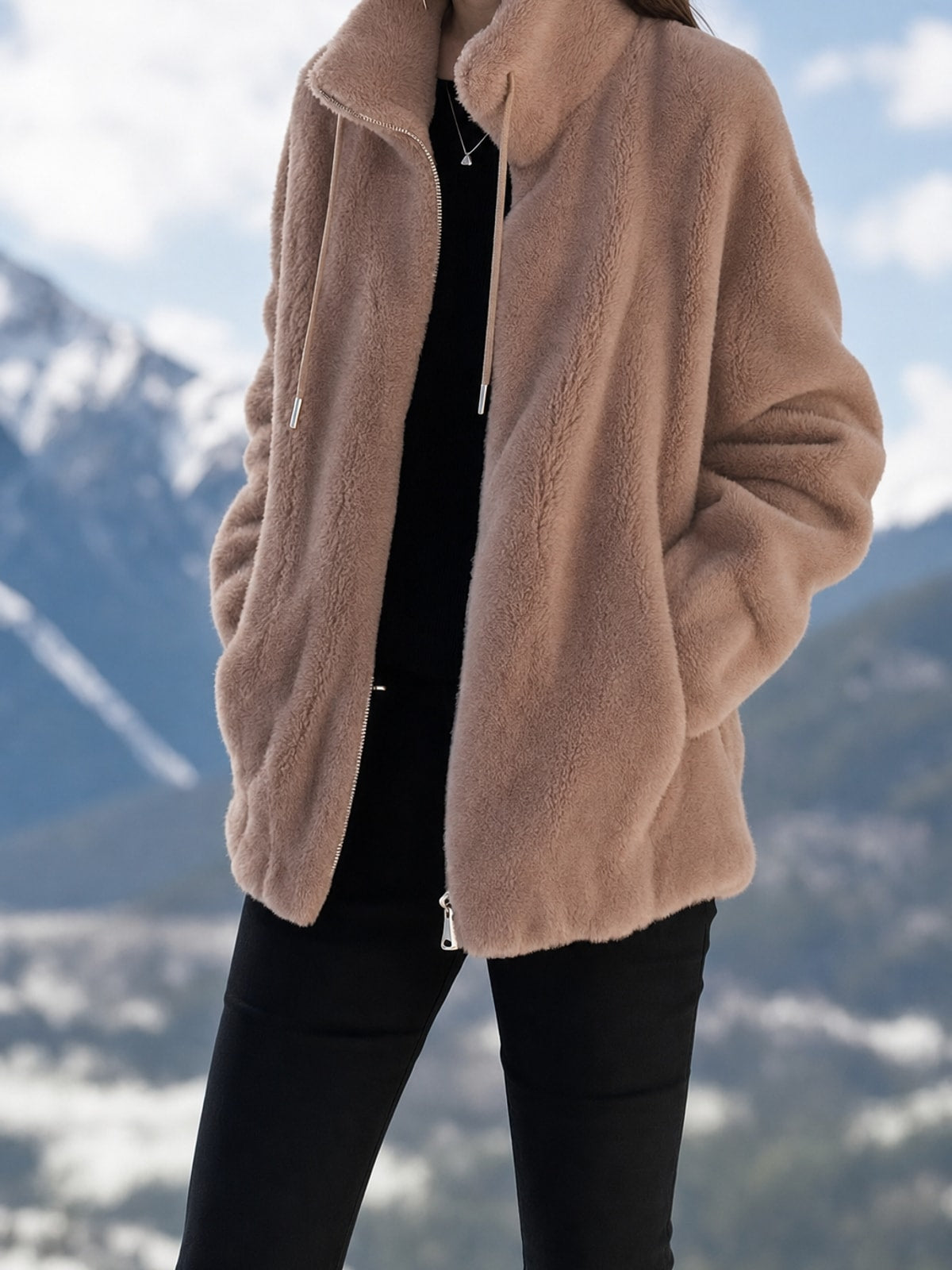 Full-Zip Cozy Coat With Soft Warmth & Side Pockets - 5