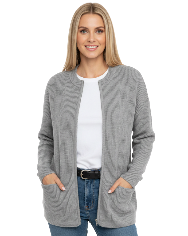 Soft zip-up relaxed fit cardigan - view 2