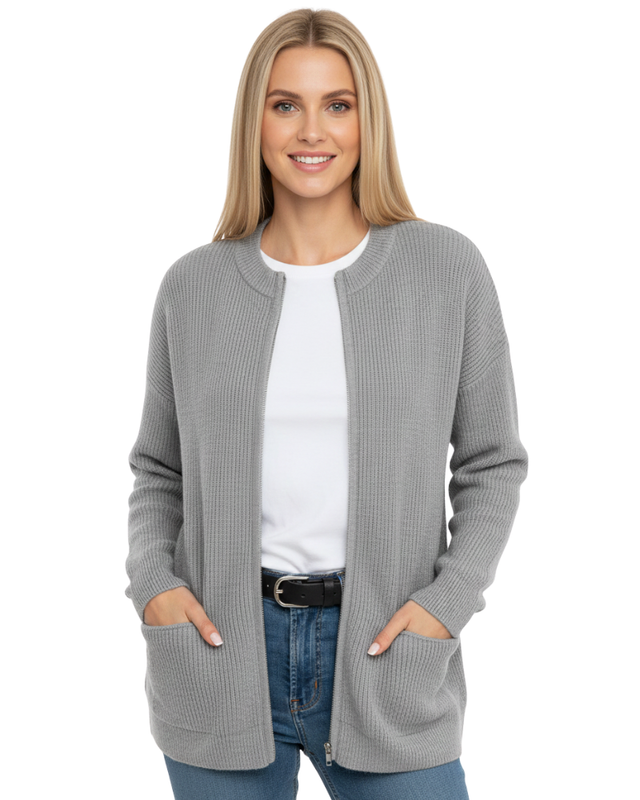 Soft zip-up relaxed fit cardigan - view 2