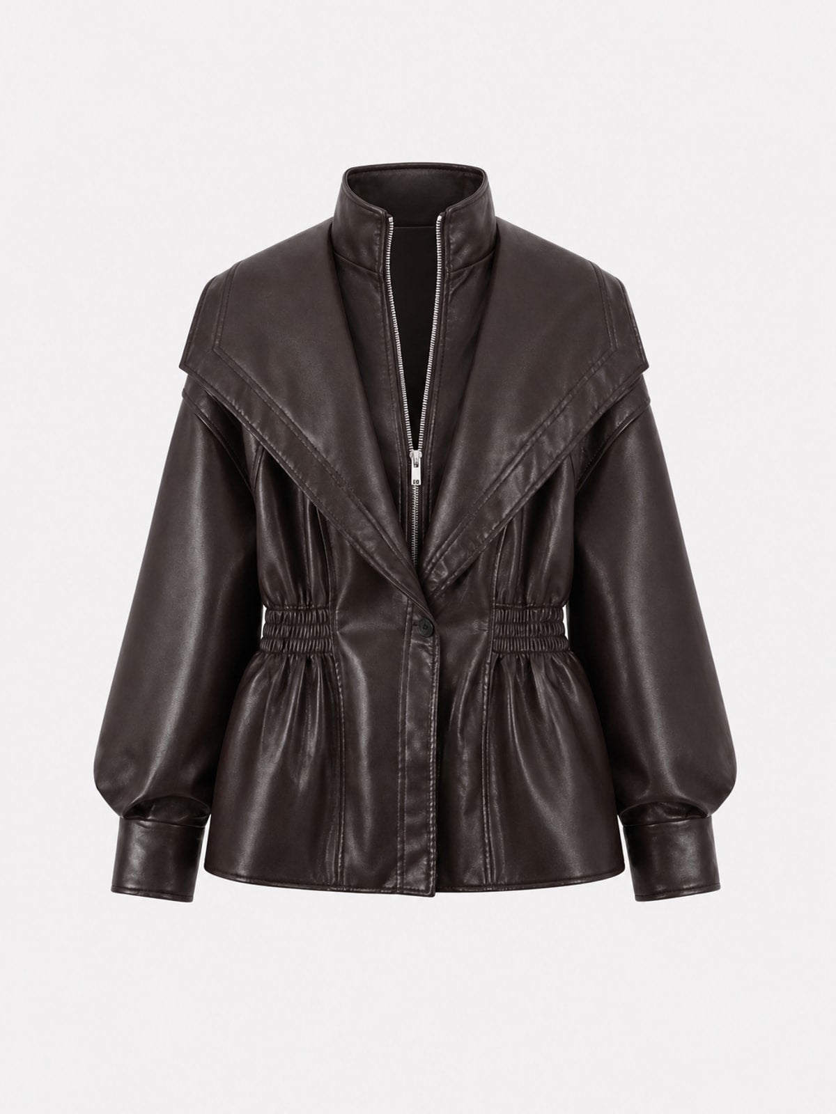Timeless Leather Moto Jacket With Notch Lapel - 1