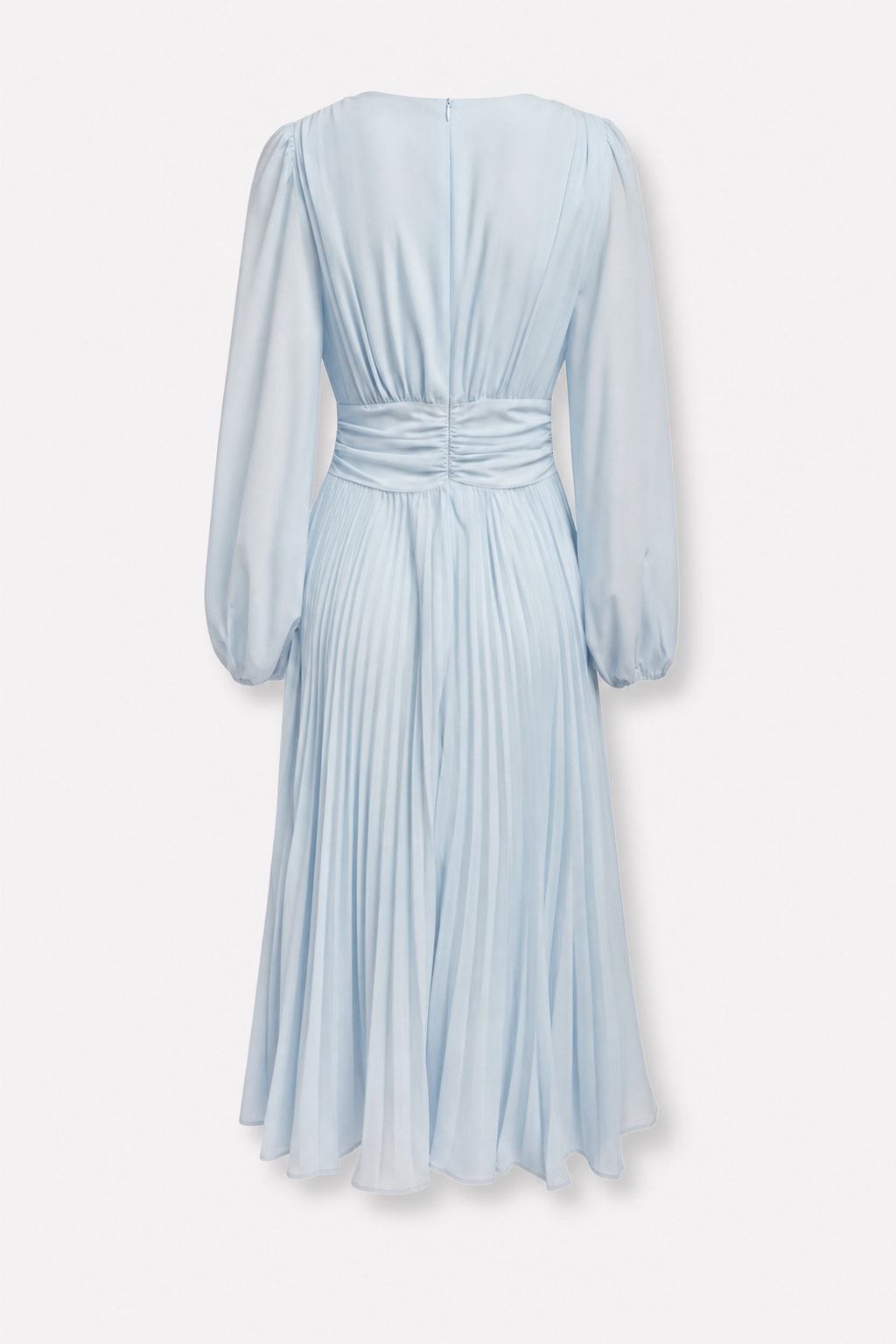 Chiffon Balloon Sleeve A-Line Midi Dress - 4