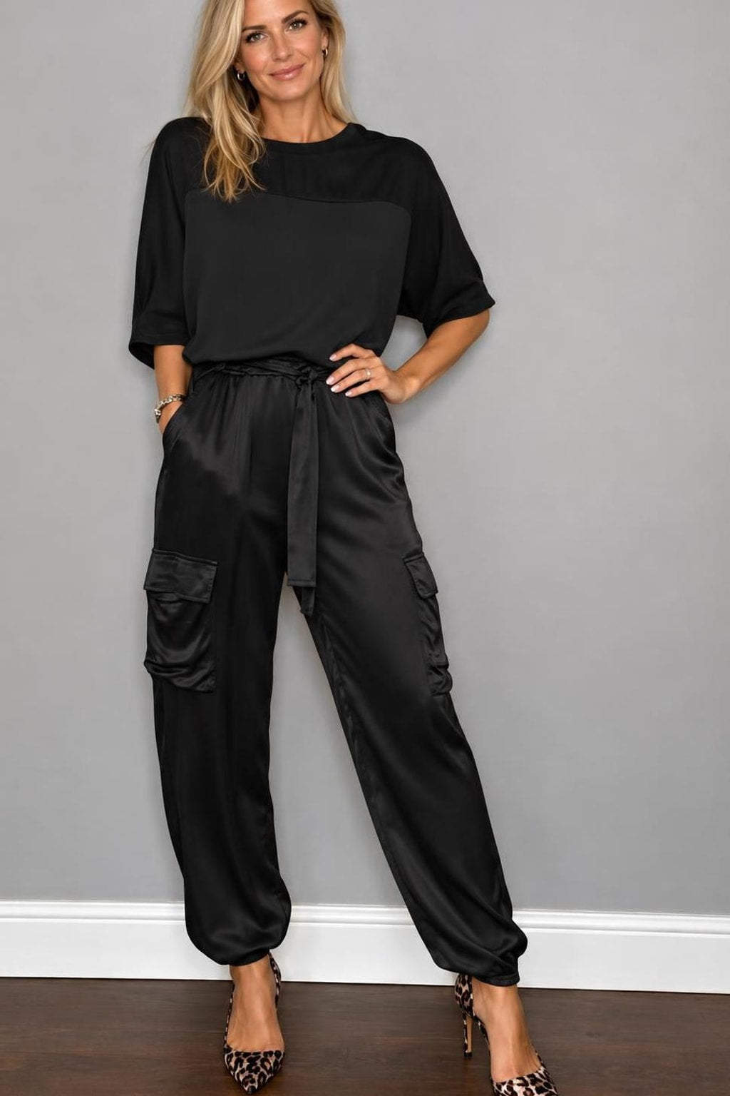 Satin Two-Piece Lounge Set With Relaxed Fit - 6