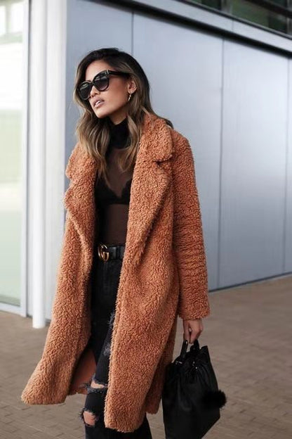 Long Fleece Teddy Coat in Six Colors - view 8