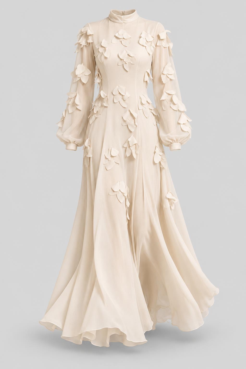 Terylene Maxi Dress With High Neck - 1