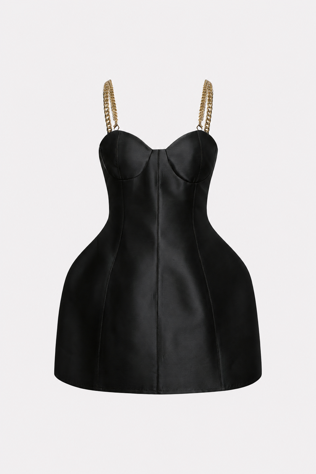 Satin mini dress with metallic chain strap - view 7