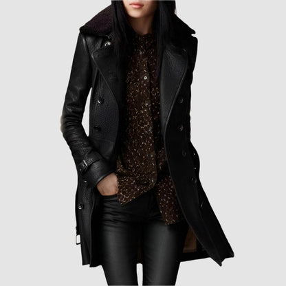 Tailored trench coat in textured fabric - view 3