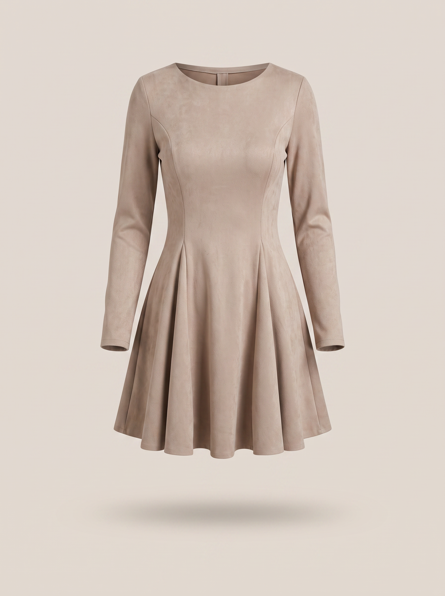 Pleated Long-Sleeve Mini Dress