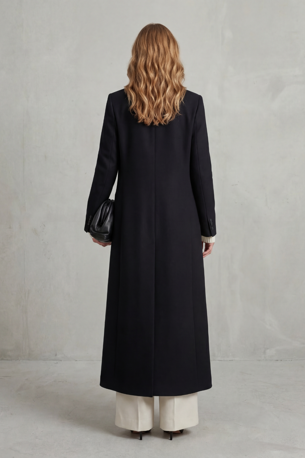 Wool blend long double breasted coat - view 5