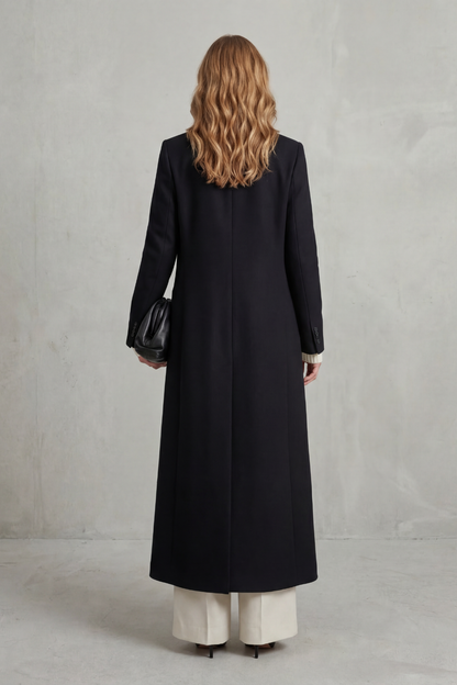 Wool blend long double breasted coat - view 5