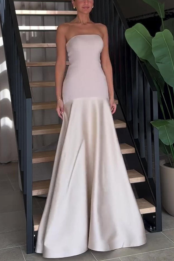 Satin strapless flare maxi dress - view 6