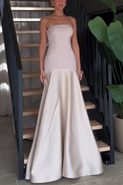 Satin strapless flare maxi dress - view 6