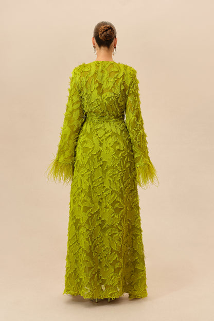 Leaf Applique Wrap Maxi Dress With Slip - view 4