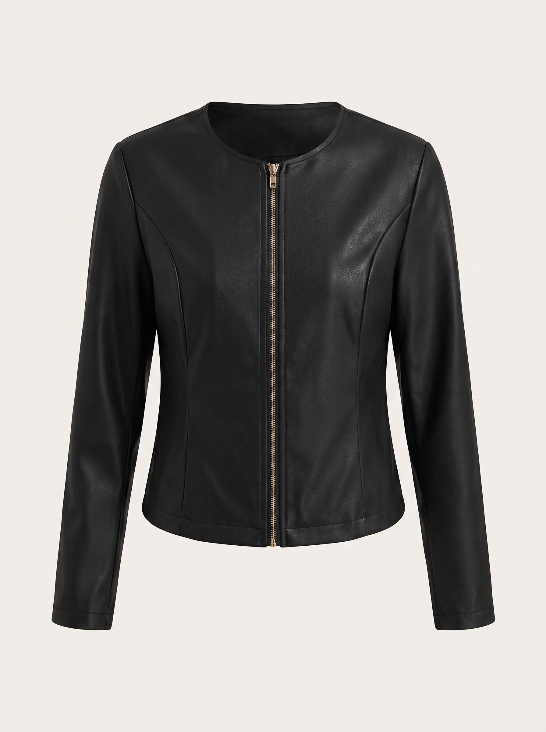 Fitted Cropped Moto Jacket, Zip Front