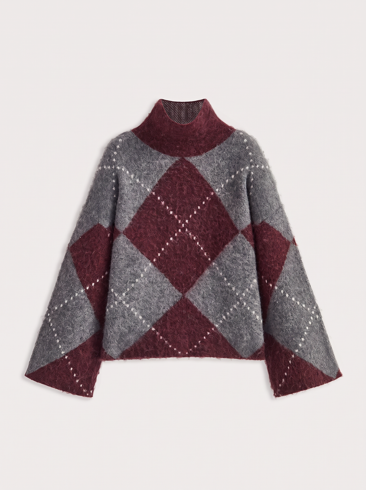 Wool-blend argyle turtleneck sweater - view 6