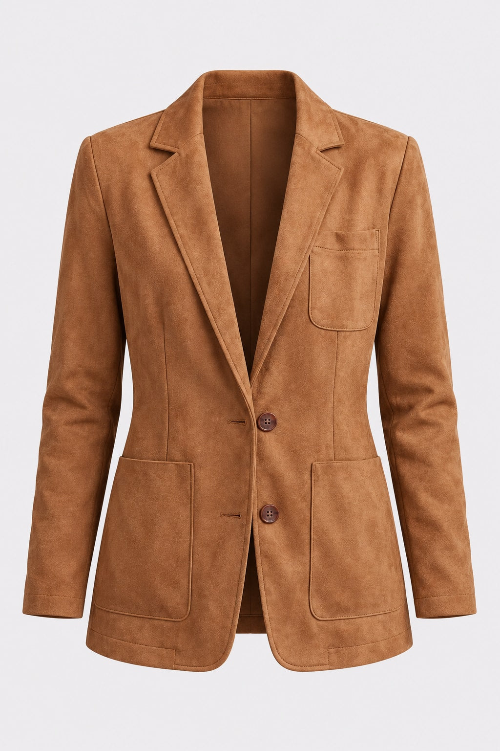 Suede Blazer Tailored Fit Classic Button Front - 1