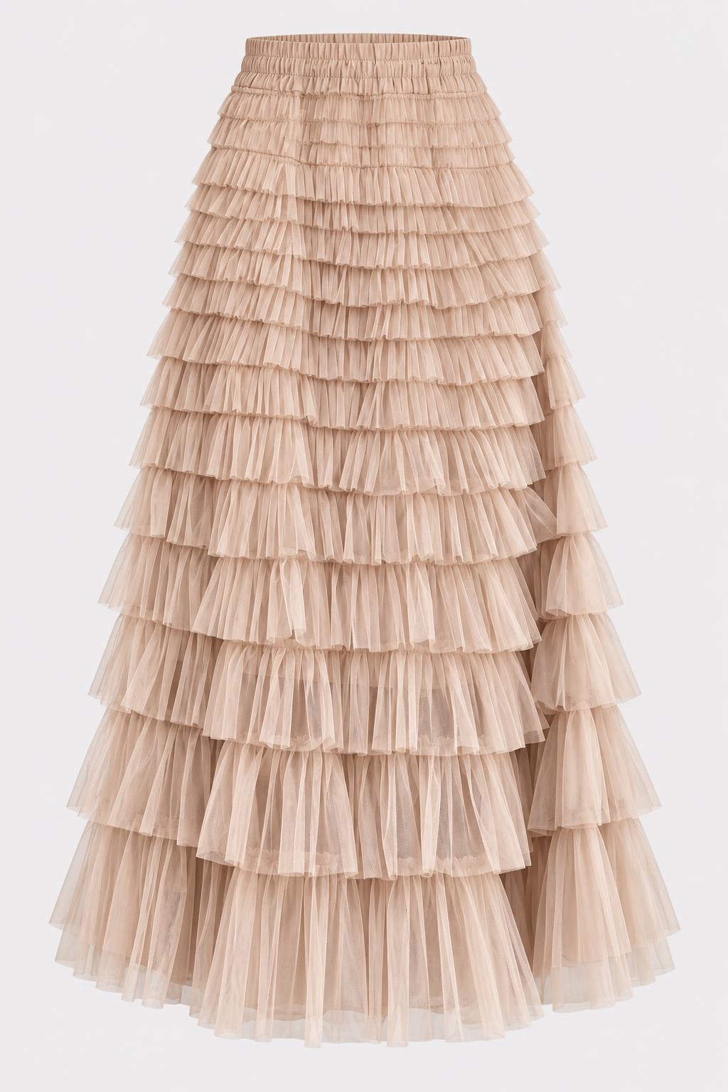 Tulle Ankle-Length Skirt With Elastic Waist - 1
