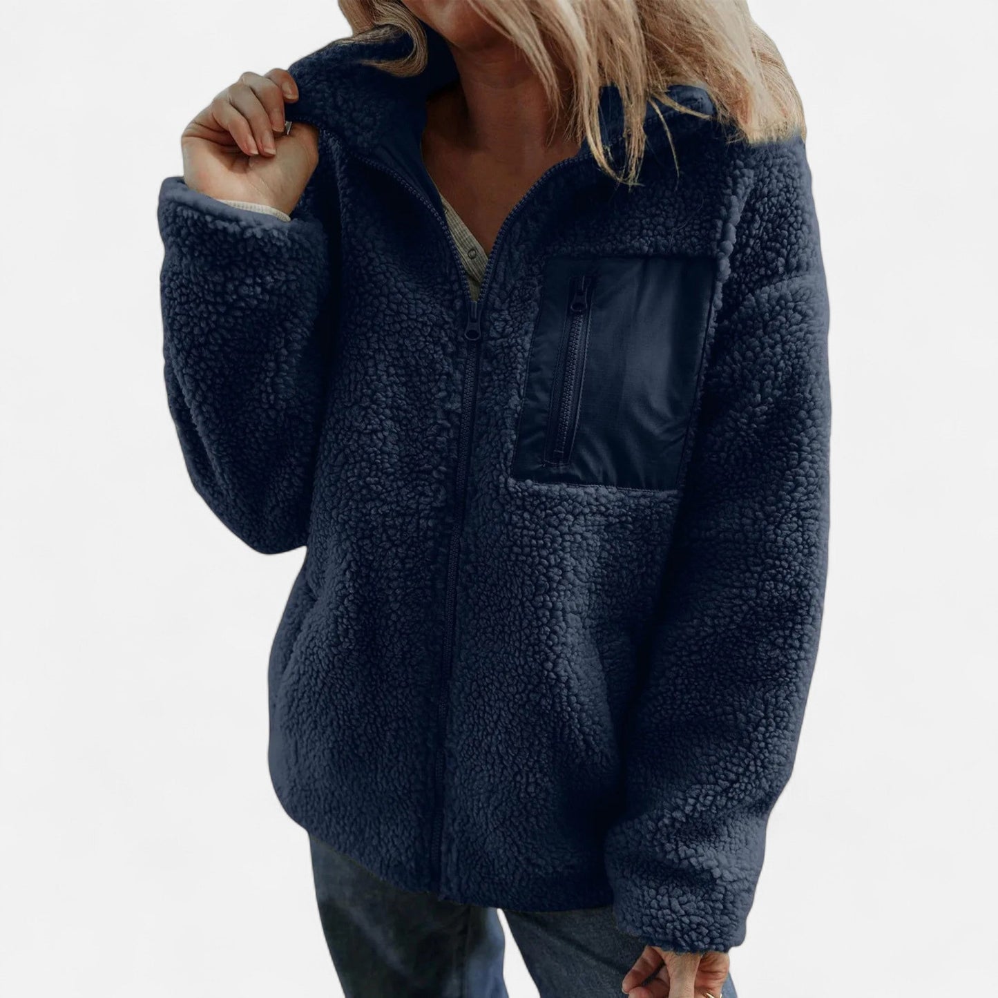 Teddy fleece long coat with full zip - view 6