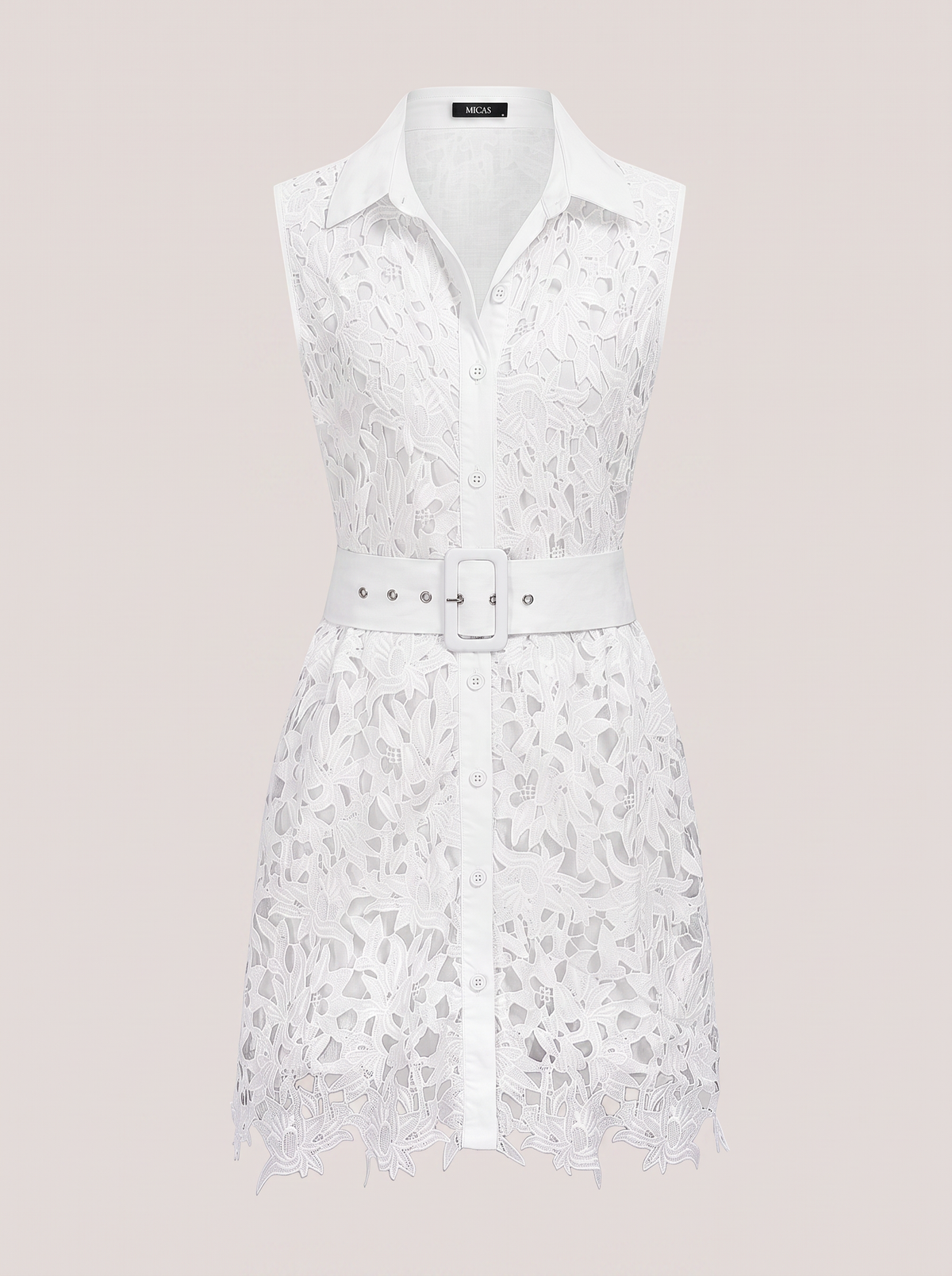 White floral cutout tie-front mini dress