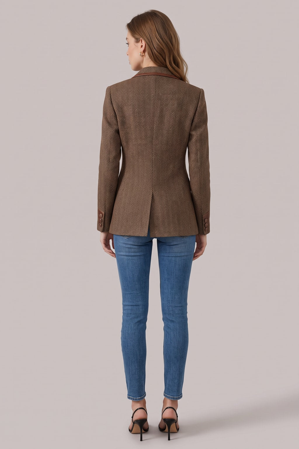 Tweed Long Sleeve Blazer With Printed Panels - 5