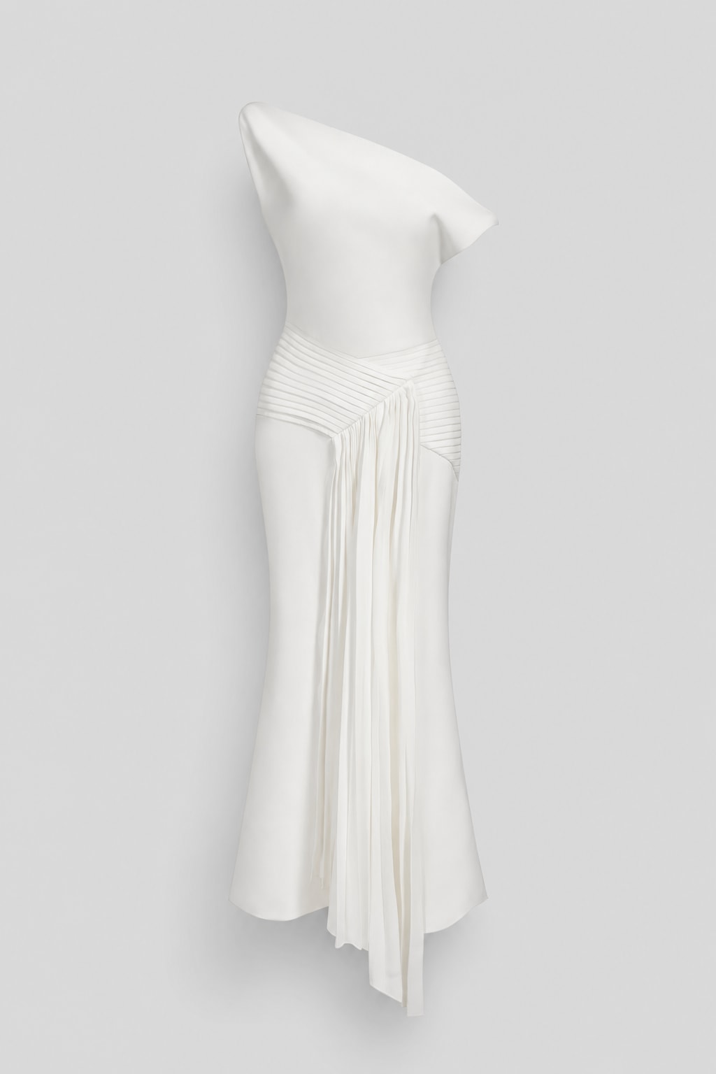 Sleeveless Midi Dress With Oblique Shoulder Neckline - 1