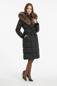 Down Coat With Removable Fox Fur Collar - 2