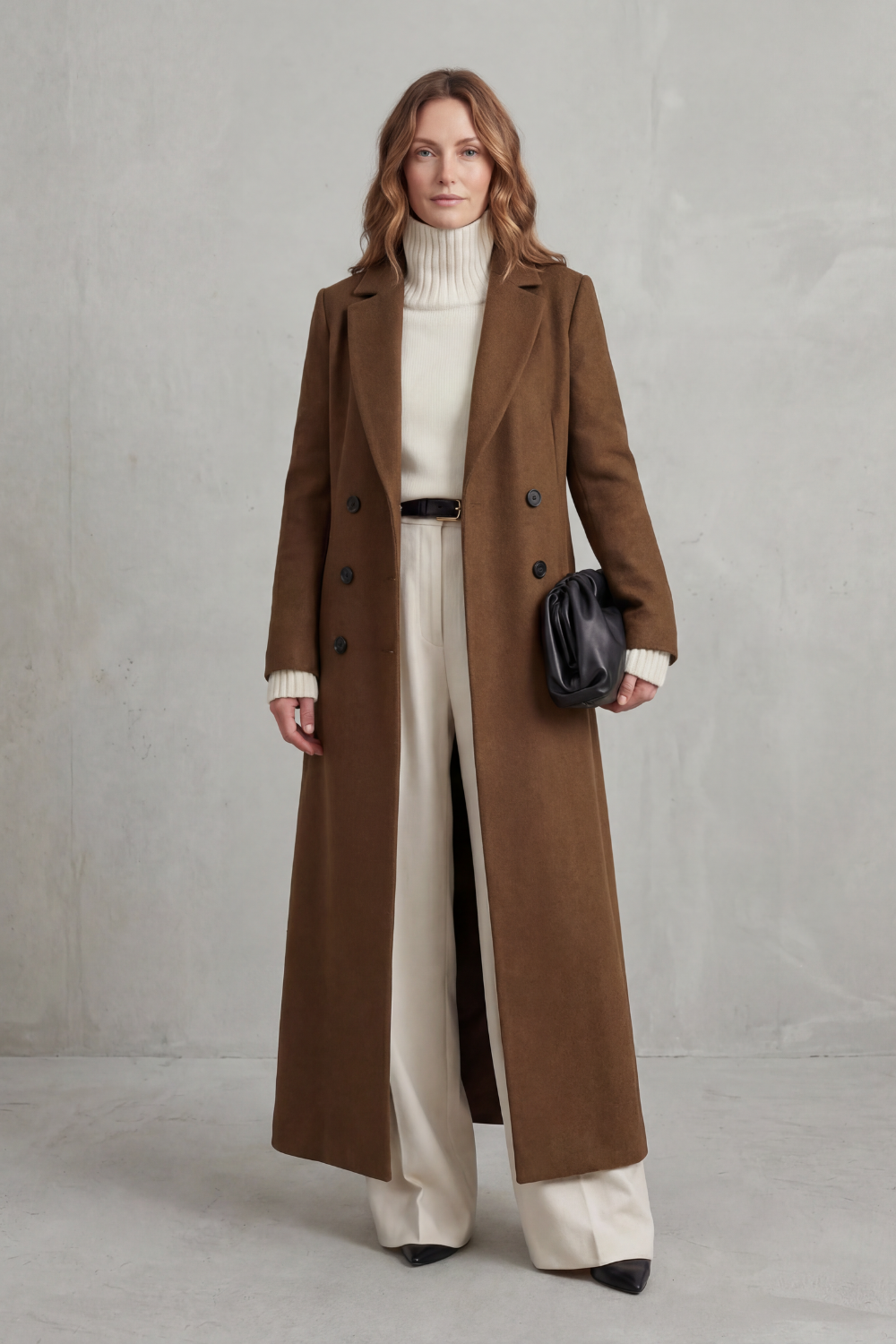Wool blend long double breasted coat - view 7