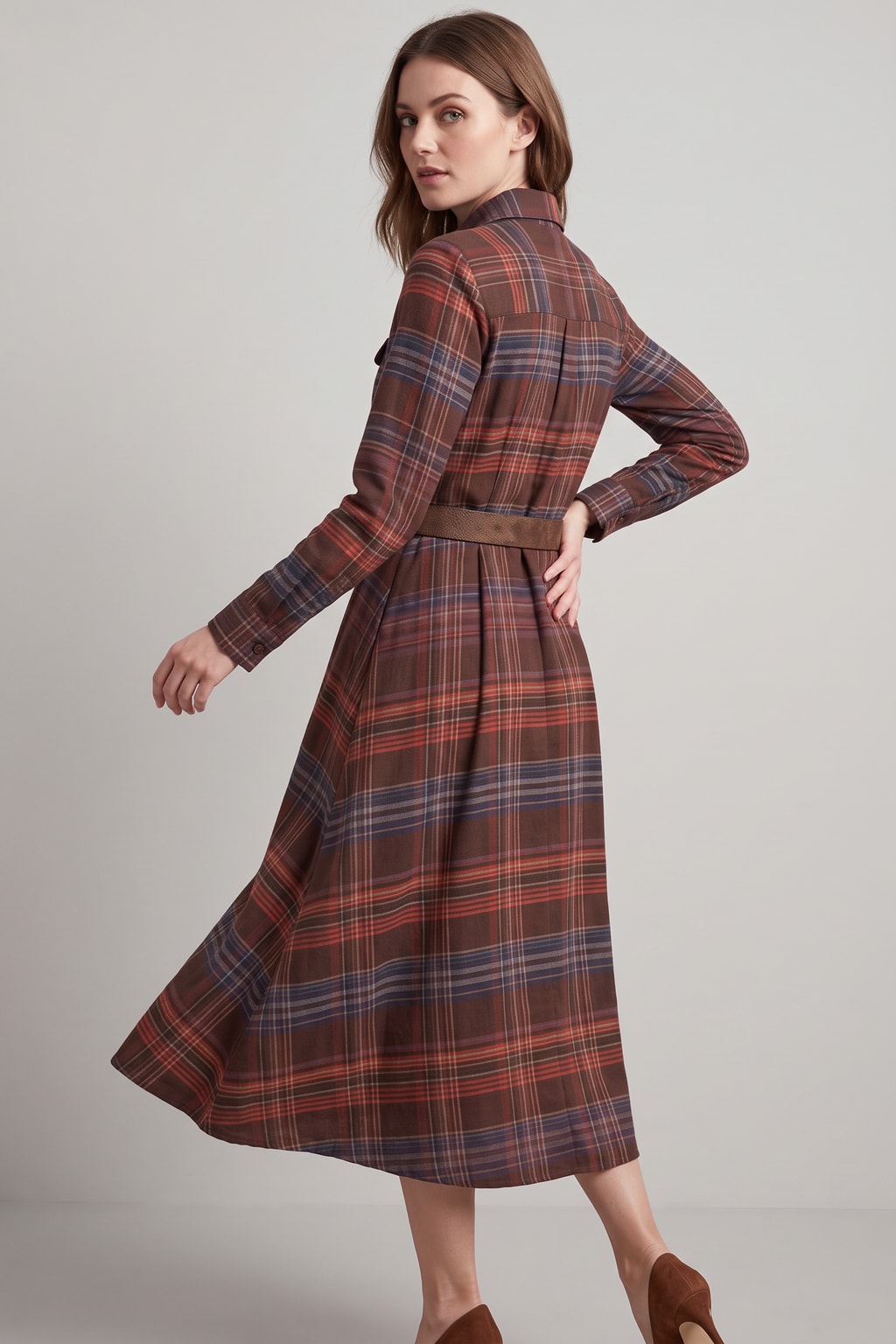 Breathable Shirt Dress Belted Button-Up - 5
