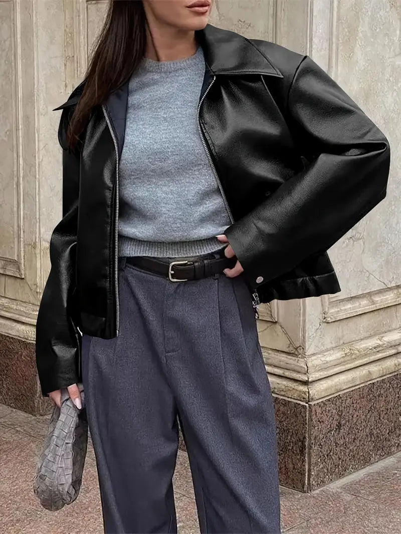 Coated Bomber Jacket with Point Collar - view 7