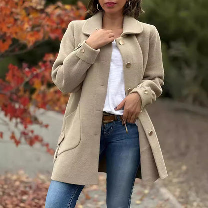 Oversized Buttoned Coat With Patch Pockets - view 4