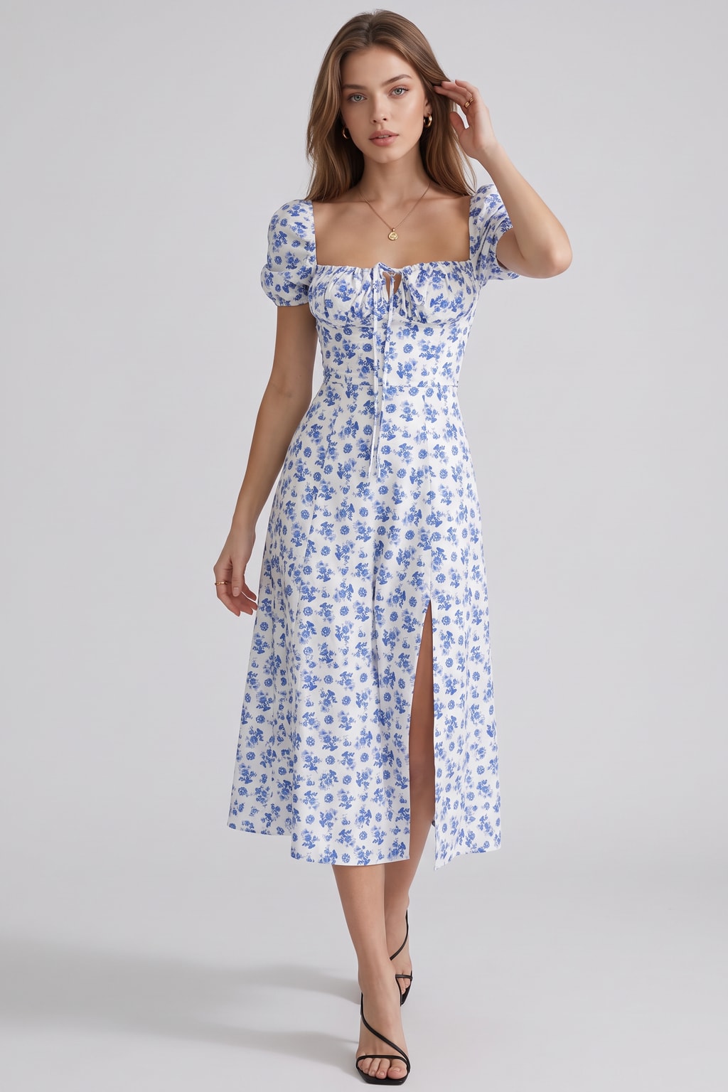 Lightweight Boho Dress with Square Neckline - 2
