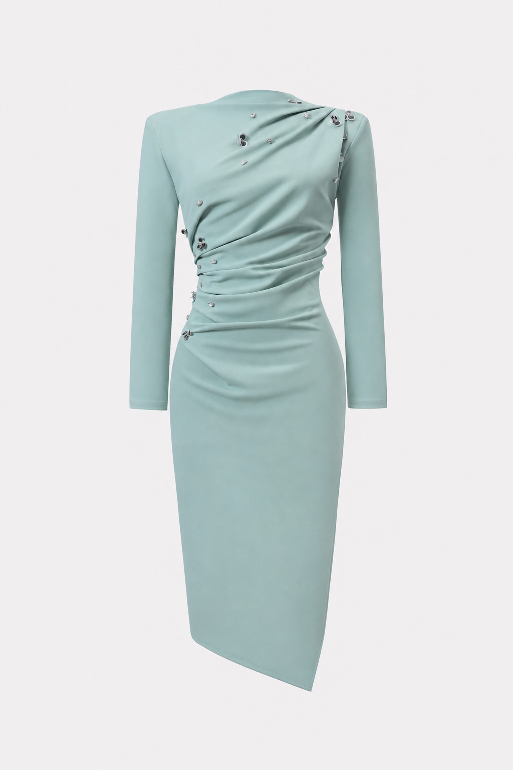 Sequin Floral Knit Midi Dress With Long Sleeves - 1