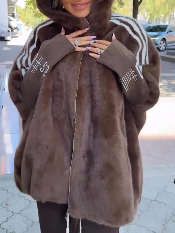 Oversized Faux Fur Hooded Winter Coat - view 9