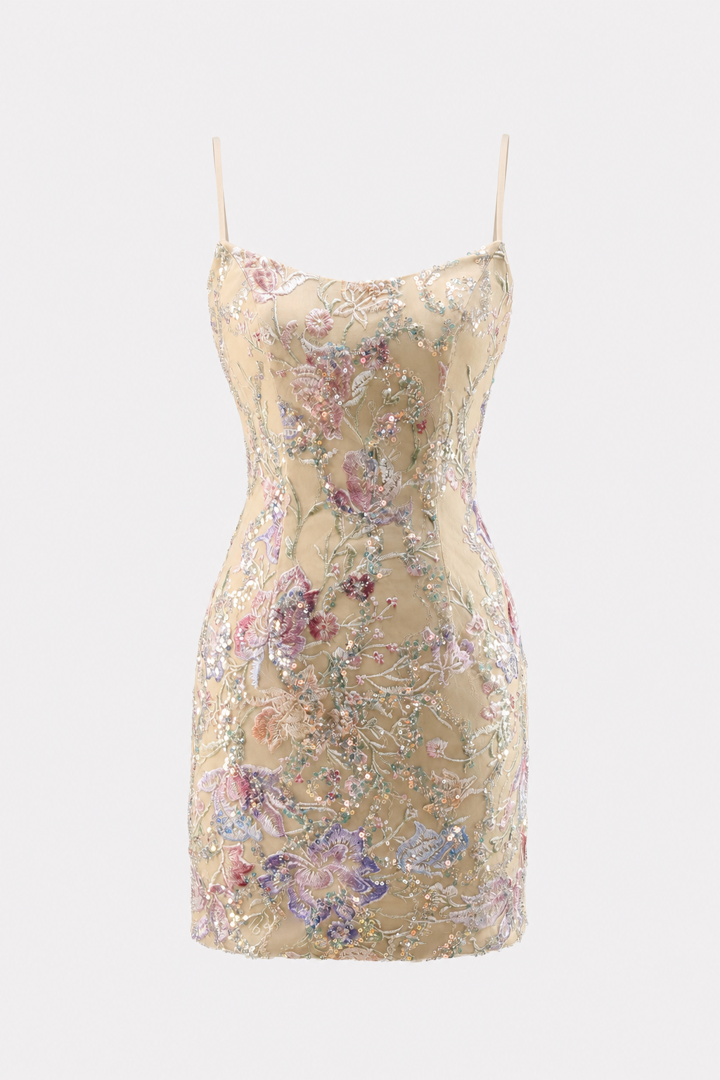 Apricot Embroidered Bodycon Mini Dress
