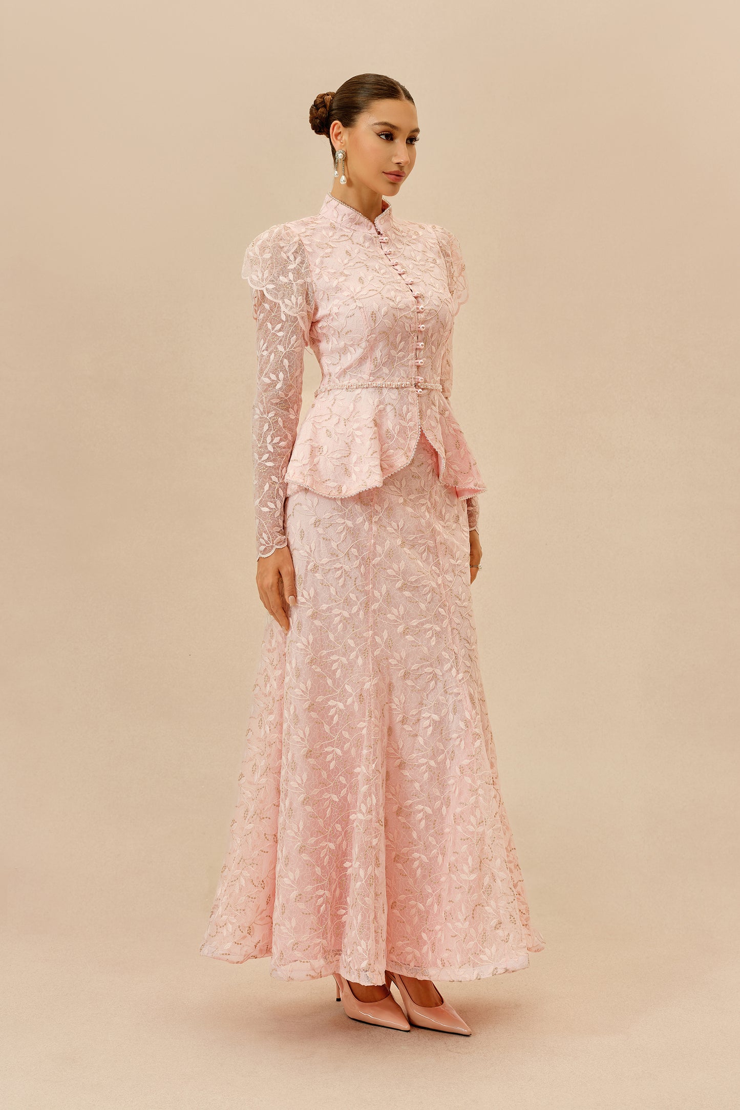 Lace Ruffle Top and Mermaid Maxi Skirt Set - view 5