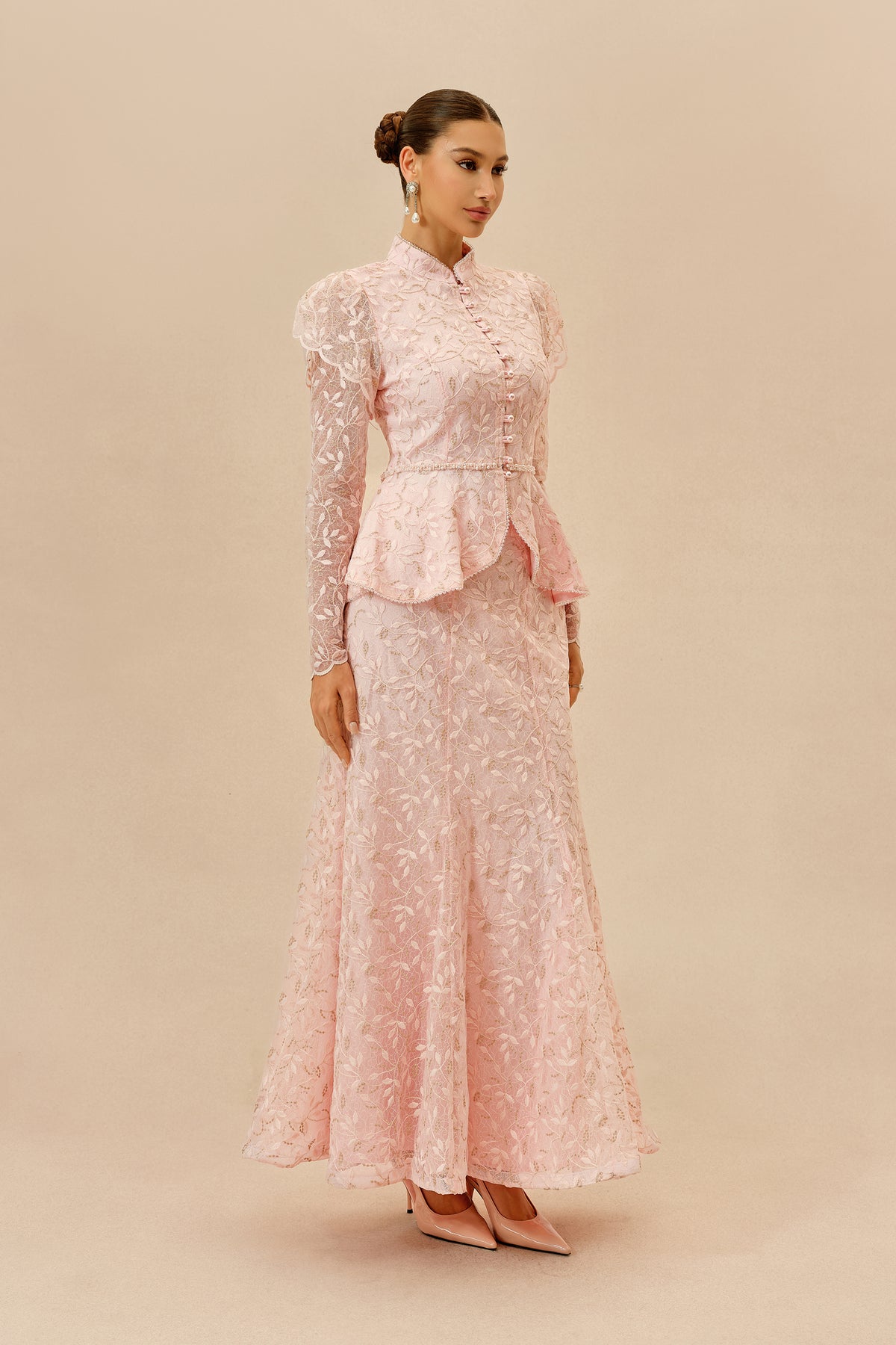 Lace Ruffle Top and Mermaid Maxi Skirt Set - view 5