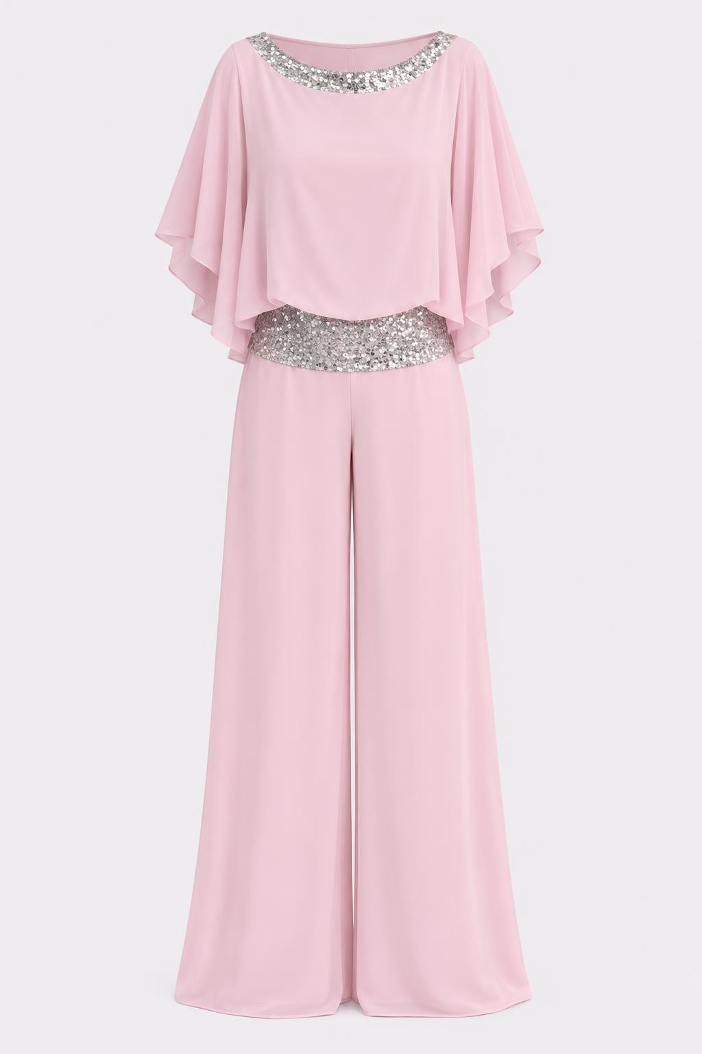 Elegant Polyester Two Piece Set With Wide-Leg Pants - 1
