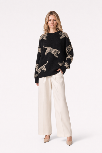 Leopard Print Knit Sweater - view 2
