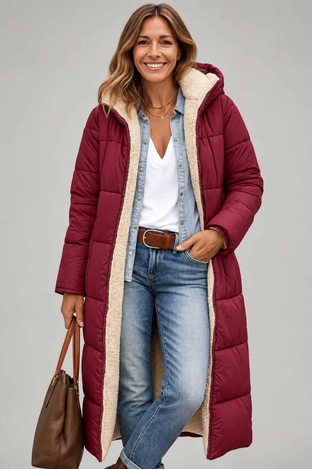 Quilted Longline Puffer Coat With Hood - 8