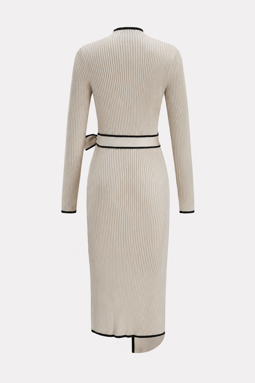 Knit Midi Sweater Dress With Tie Waist - 5